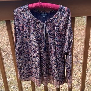 Lucky Brand blue and tan top